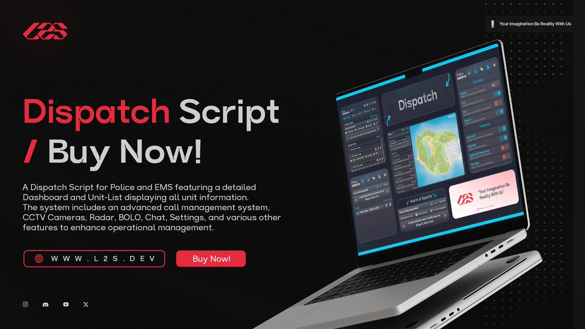 نقدم لكم سكربت الدسباتش - الحل الجديد لإدارة عمليات الطوارئ في فايف ام! 🚨

The Dispatch Script is out now – the new era for dispatching in FiveM! 👮

Script Post: l2s.dev/ar/post/dispat…
Script Showcase: youtu.be/Ar3B396SegA