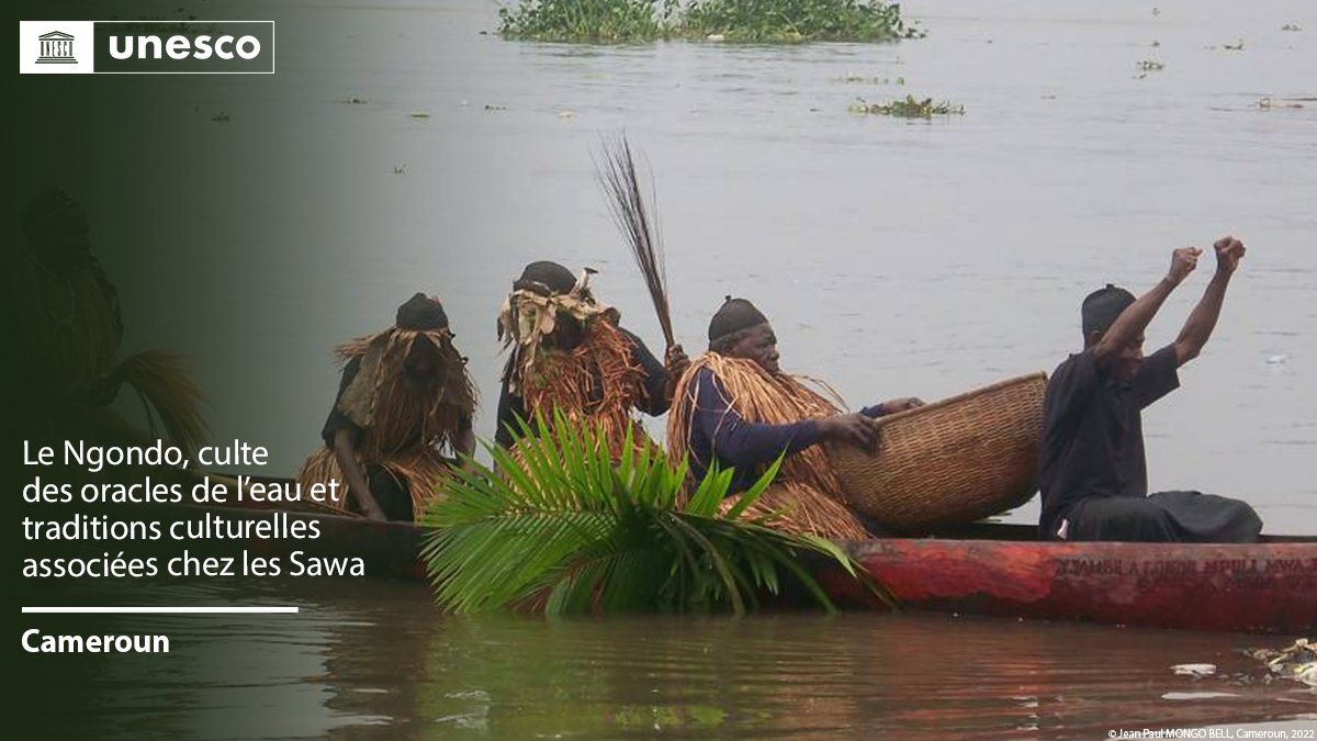 🔴 FLASH INFO

Nouvelle inscription sur la Liste du #PatrimoineImmatériel : Le Ngondo, culte des oracles de l’eau et traditions culturelles associées chez les Sawa, #Cameroun🇨🇲.

Félicitations !

unes.co/19ichfr #PatrimoineVivant