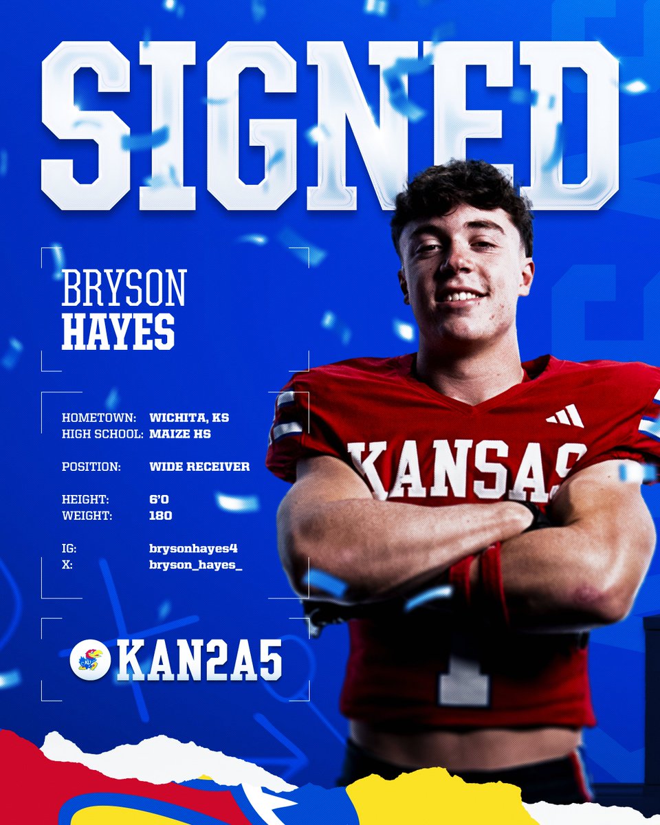 KU_Football's tweet photo. Wichita, KS → Lawrence, KS 🌻

Rock Chalk, @bryson_hayes_ 🔴🔵

#KAN2A5 → https://t.co/8cUTUVwelY https://t.co/wrop94mROD