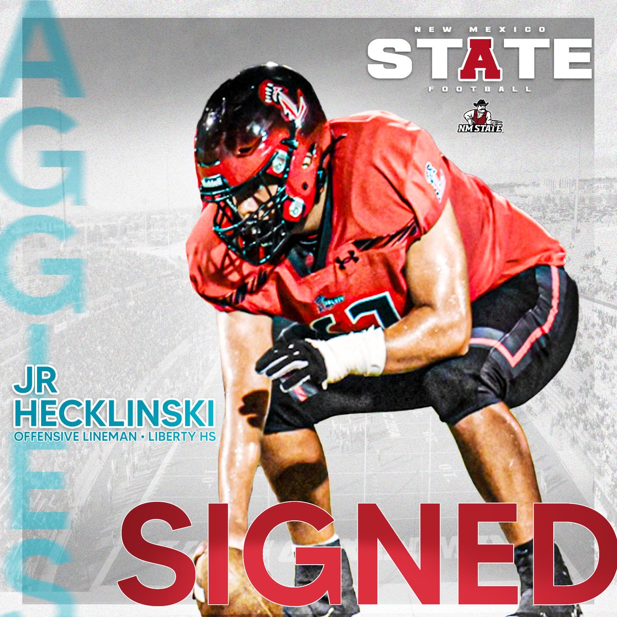 NMStateFootball's tweet photo. JR Hecklinski | OL

Keep building! Welcome to the squad, @JrHecklinski!👊

#RideForTheBrand x #NSD25 https://t.co/huq3LA31nk