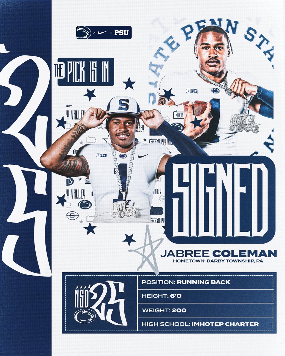 SIGNED: RB <a href="/ColemanJabree/">Jabree Coleman</a>

The Pennsylvania kid is staying home

#WeAre x #Slide25tate