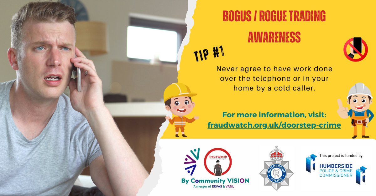 FraudWatchUK's tweet image. #DoorstepCrime

Never agree to have work done over the telephone or in your home by a cold caller. 

Find out more at fraudwatch.org.uk/doorstep-crime