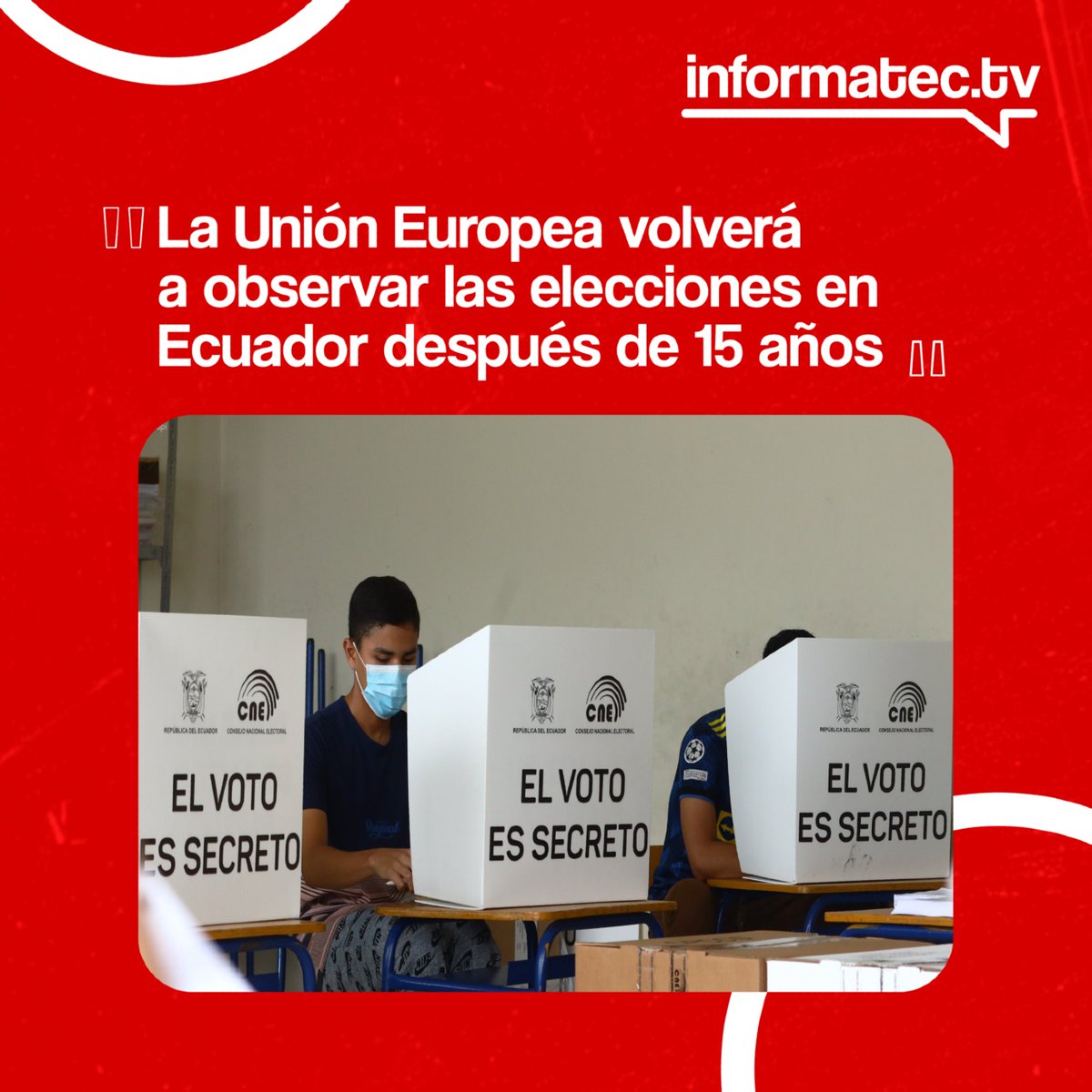 Informatectv_e's tweet image. La Unión Europea enviará una misión de observación electoral a Ecuador después de 15 años. 🗳️donde más de 100 observadores estarán presentes en las elecciones de 2025. 

➡️Léalo completo en: acortar.link/K36LGJ

#Elecciones2025 #Informatec