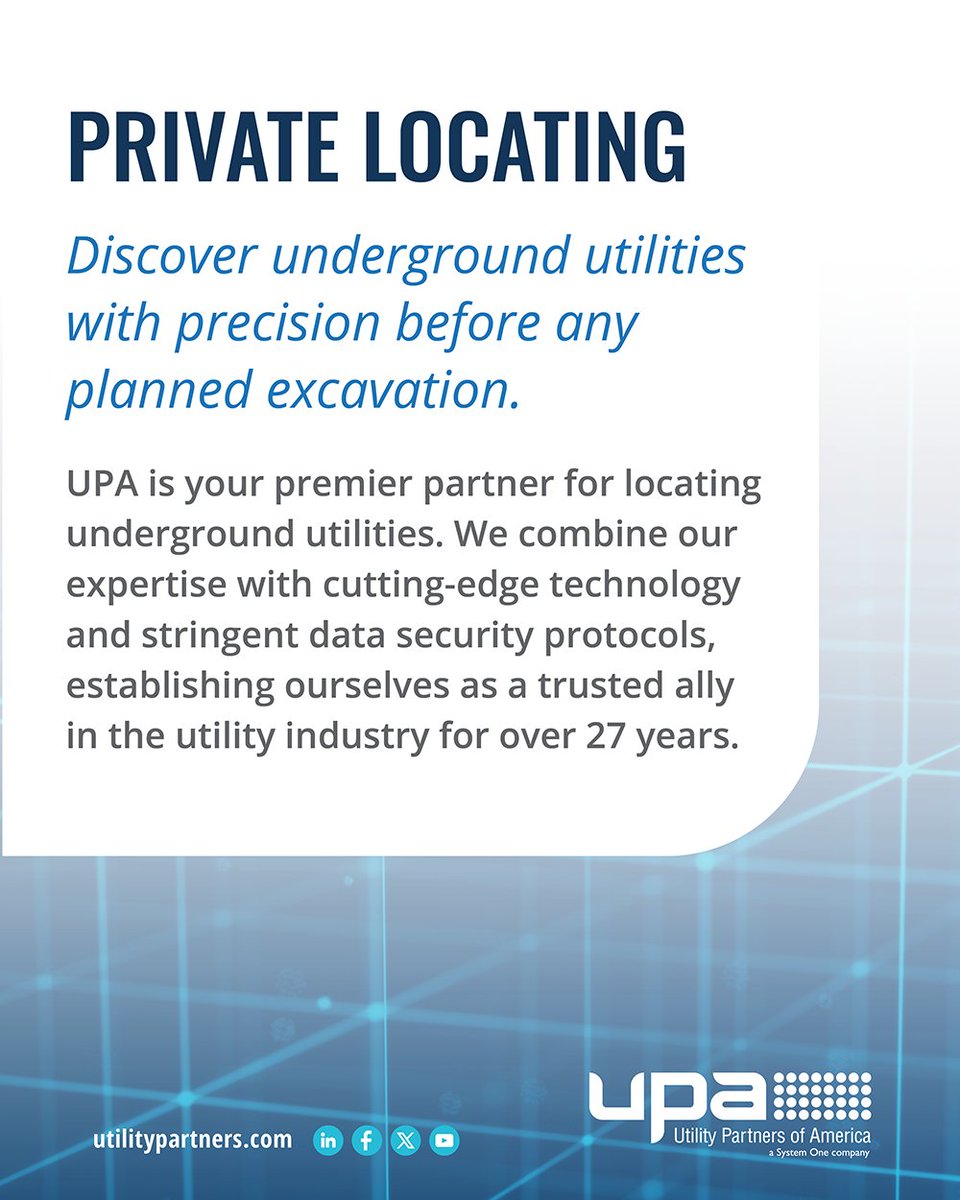 Discover underground utilities with UPA's expert Private locating services. Trust us for precision and safety! Contact UPA today! #UtilityLocator #ExcavationSafety
Learn More: bit.ly/4iyuHcj