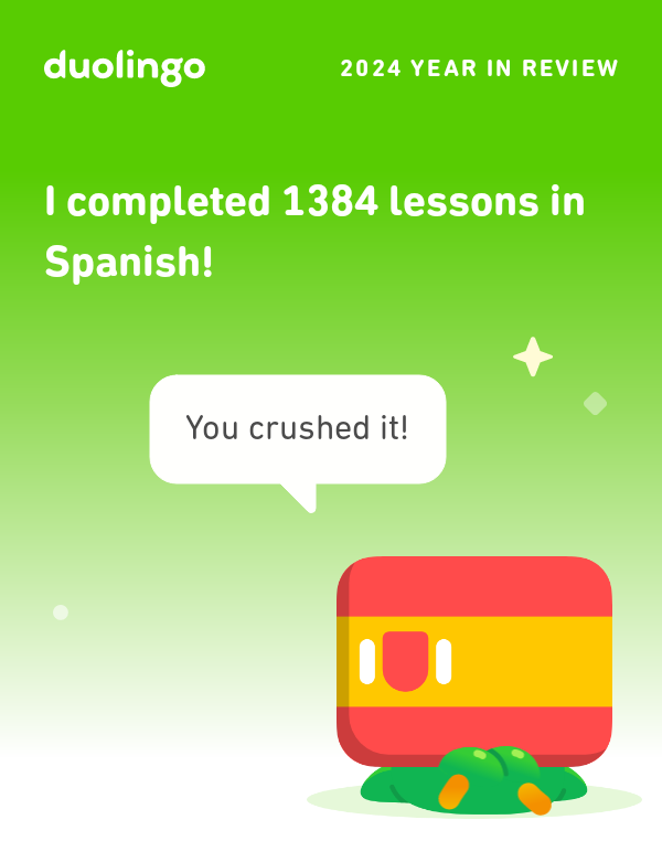 YollaSleiman1's tweet photo. Look what I learned on Duolingo in 2024! #Duolingo365 https://t.co/A8FgQ498yx