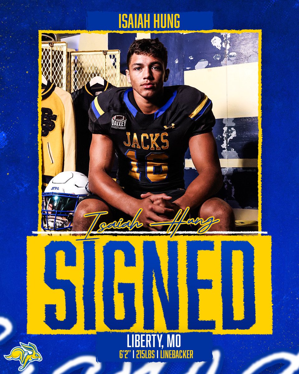 GoJacksFB's tweet photo. Welcome Home, @hungisaiah_ 🟡🔵

#GoJacks 🐰🏈 https://t.co/nbZJgGy1bA