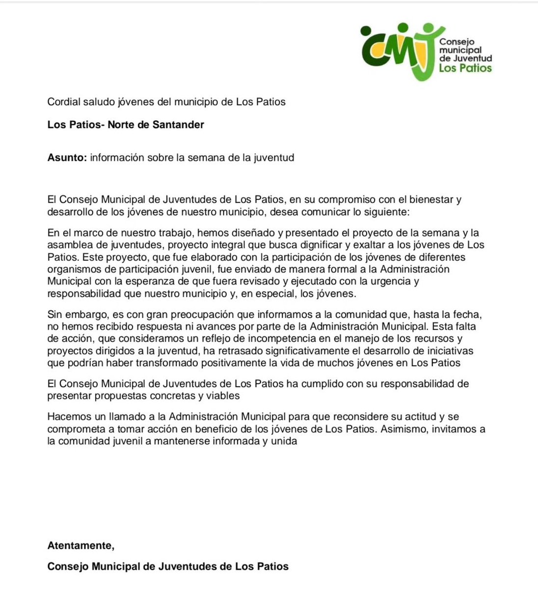 "Es increíble cómo el Alcalde de los patios  sigue incumpliendo lo prometido y gestionando de manera deficiente, mientras el impacto negativo se sigue acumulando. ¿Hasta cuándo vamos a tolerar la falta de responsabilidad e incompetencia? Es hora de exigir resultados, no excusas.