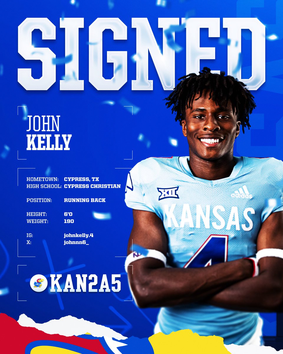 KU_Football's tweet photo. Officially official ✍️

Rock Chalk, @johnnn6_ 🔴🔵

#KAN2A5 → https://t.co/8cUTUVwelY https://t.co/5ziK8zSf88