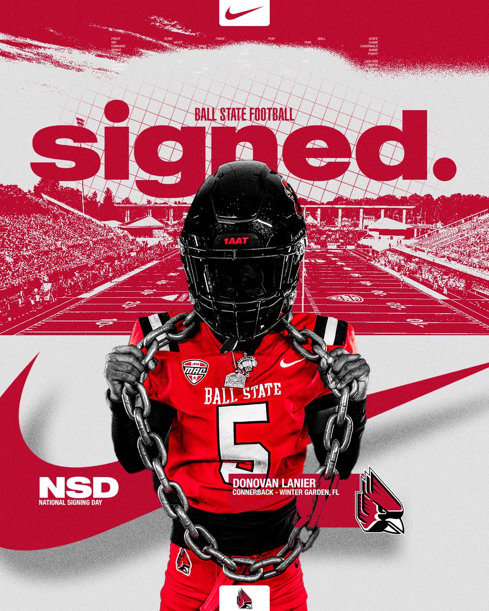 Ball State Football (@ballstatefb) on Twitter photo ๐๏ธ SIGNED.
Welcome to Ball State Donovan Lanier!
๐ฑ<a href="/LanierDonovan/">Donovan Lanier</a>
#NSD25 | #C2RD5 ๐๏ธ SIGNED.
Welcome to Ball State Donovan Lanier!
๐ฑ<a href="/LanierDonovan/">Donovan Lanier</a>
#NSD25 | #C2RD5