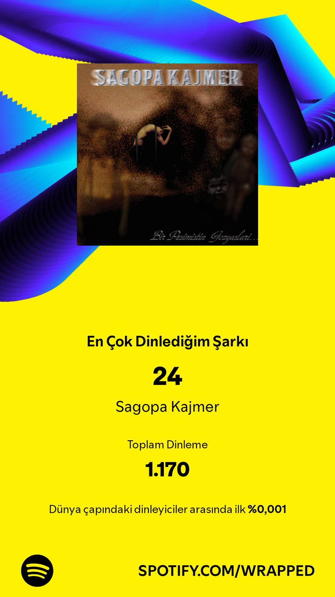 Şaşmaz 🤟 <a href="/Sagopakajmerrap/">Sagopa Kajmer</a>
En çok dinlediğim şarkıyı 2024 yılında 1.170 defa çaldım. Hemen dinle. #SpotifyWrapped 
open.spotify.com/track/1VNHyFYk…