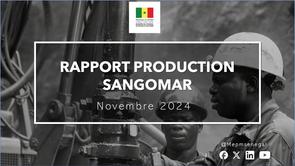 BirameSouleye's tweet photo. Mes services ont publié ce jour les résultats de la production de pétrole de Sangomar pour le mois de novembre. D'autres résultats de projets pétroliers et miniers seront publiés prochainement. 
"Li ñëp bokk, ñëp xam ko, ñëp jot ci".

#MEPM #Hydrocarbures 
#jubjubbaljubanti https://t.co/Nw1Trn4wUv