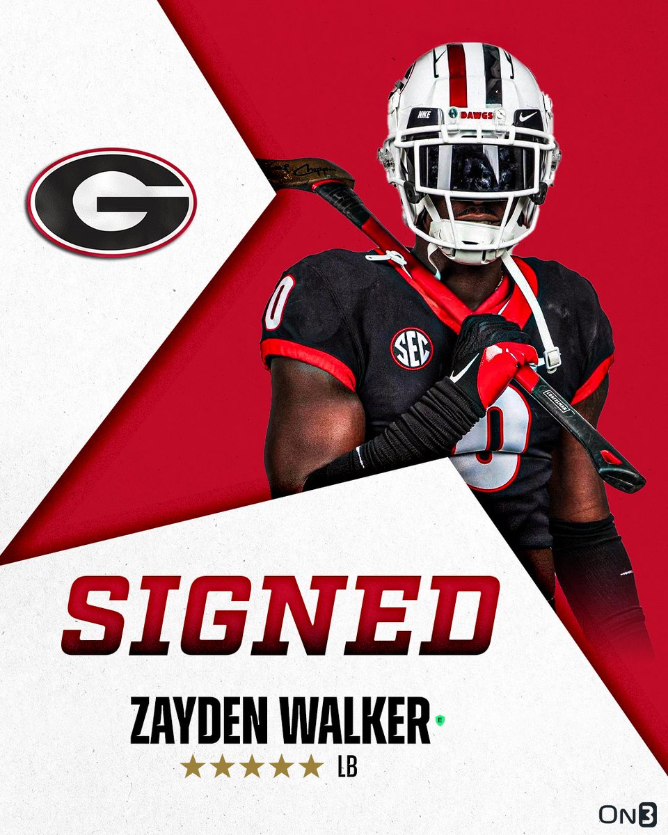 Five-star LB Zayden Walker has signed with Georgia🐶

Read: on3.com/news/5-star-lb…
