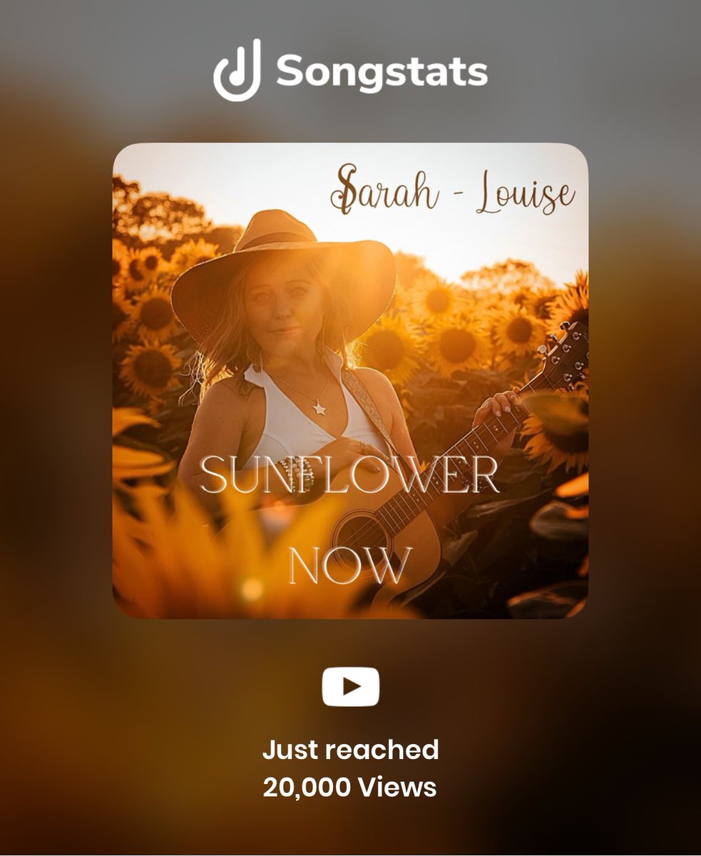 Sunflower - Sarah Louise | (Official Music Video) Now has over 20,000 views 🙏🏻youtu.be/RMPX5NgQelY?si… via <a href="/YouTube/">YouTube</a> #sunflower