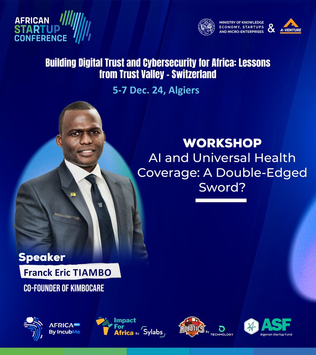KimboCare (@kimbocare) on Twitter photo After decades of discussing capacity building, can AI-driven, tailor-made solutions effectively address budget constraints in African health systems?
Join us the discussion at the African Startup Conference (<a href="/AfricanStartupC/">African Startup Conference</a>) in Algiers.
#healthinnovation #AI #Africa #SDGs After decades of discussing capacity building, can AI-driven, tailor-made solutions effectively address budget constraints in African health systems?
Join us the discussion at the African Startup Conference (<a href="/AfricanStartupC/">African Startup Conference</a>) in Algiers.
#healthinnovation #AI #Africa #SDGs