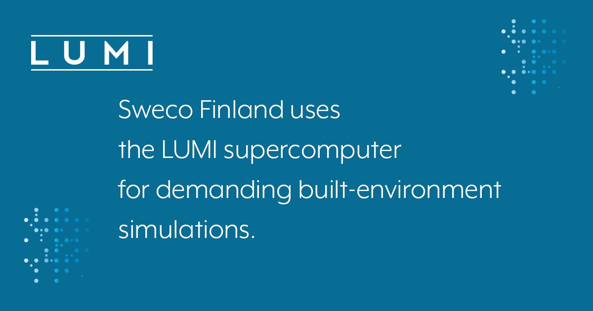 LUMIhpc's tweet image. ❄️Sweco utilizes LUMI to leverage #CFD to enhance planning efficiency & help clients achieve #sustainable #precise #costeffective solutions. LUMI's computing capacity speeds up simulation up to 10x & enables the use of more accurate models.
🔗Read more: lumi-supercomputer.eu/sweco_finland/
