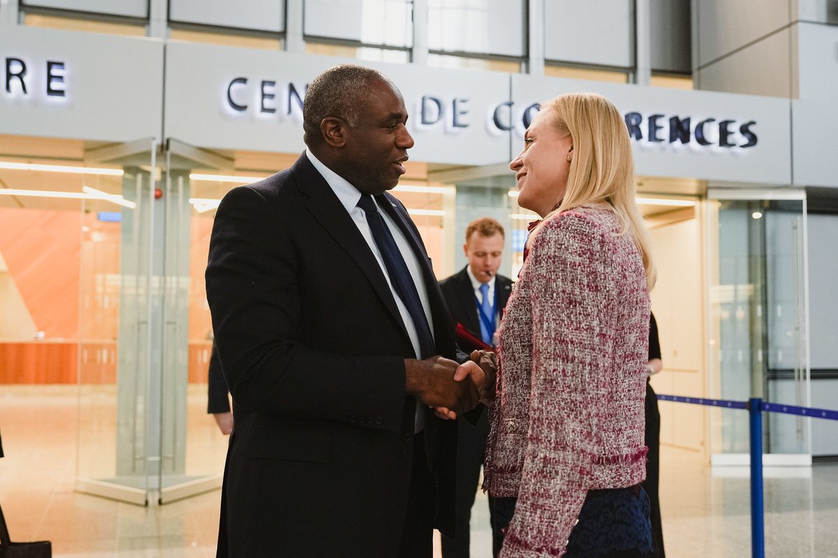 During the <a href="/NATO/">NATO</a> Foreign Ministers meeting Foreign Secretary <a href="/DavidLammy/">David Lammy</a> met  🇫🇮  Foreign Minister <a href="/elinavaltonen/">Elina Valtonen</a>. At the NATO meeting the UK called for Allies to bolster support for Ukraine and increase defence spending. The UK is committed to spending 2.5% of GDP on defence.