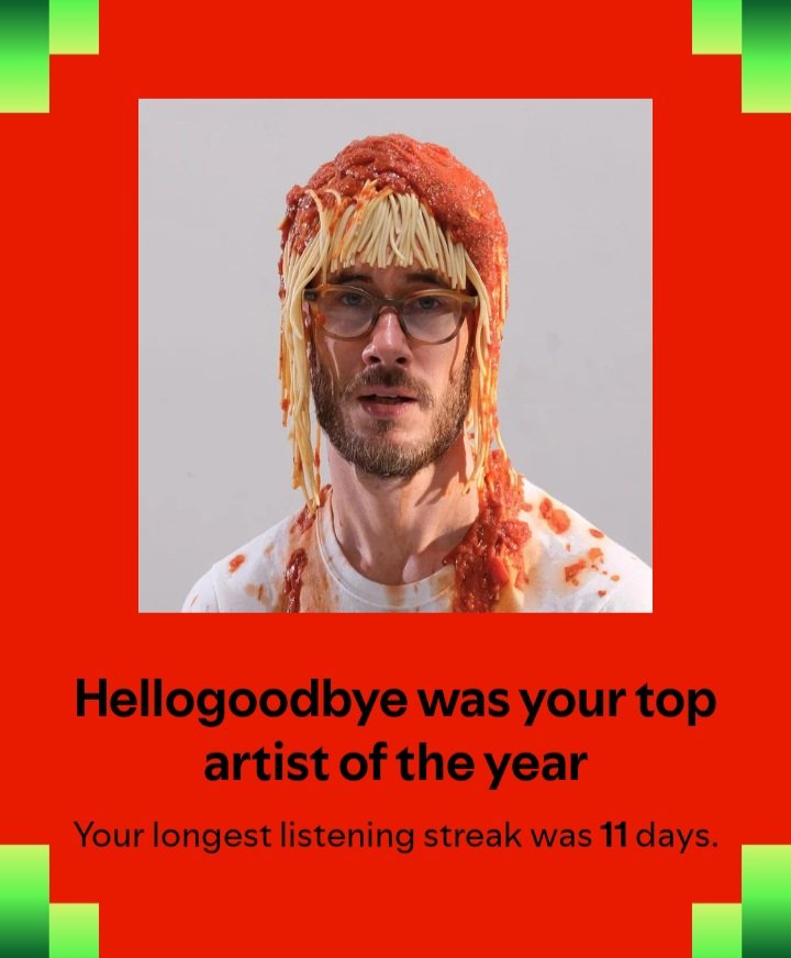 braininabab's tweet photo. the combo of these two as my top artist and top song is sad in the 'you're gen z not gen x you should not be listening to the coldfeet anthem on repeat' kinda way but also in the 'are you ok you've been using hellogoodbye as a substitute for therapy all year' kinda way https://t.co/xuETqGkqsi