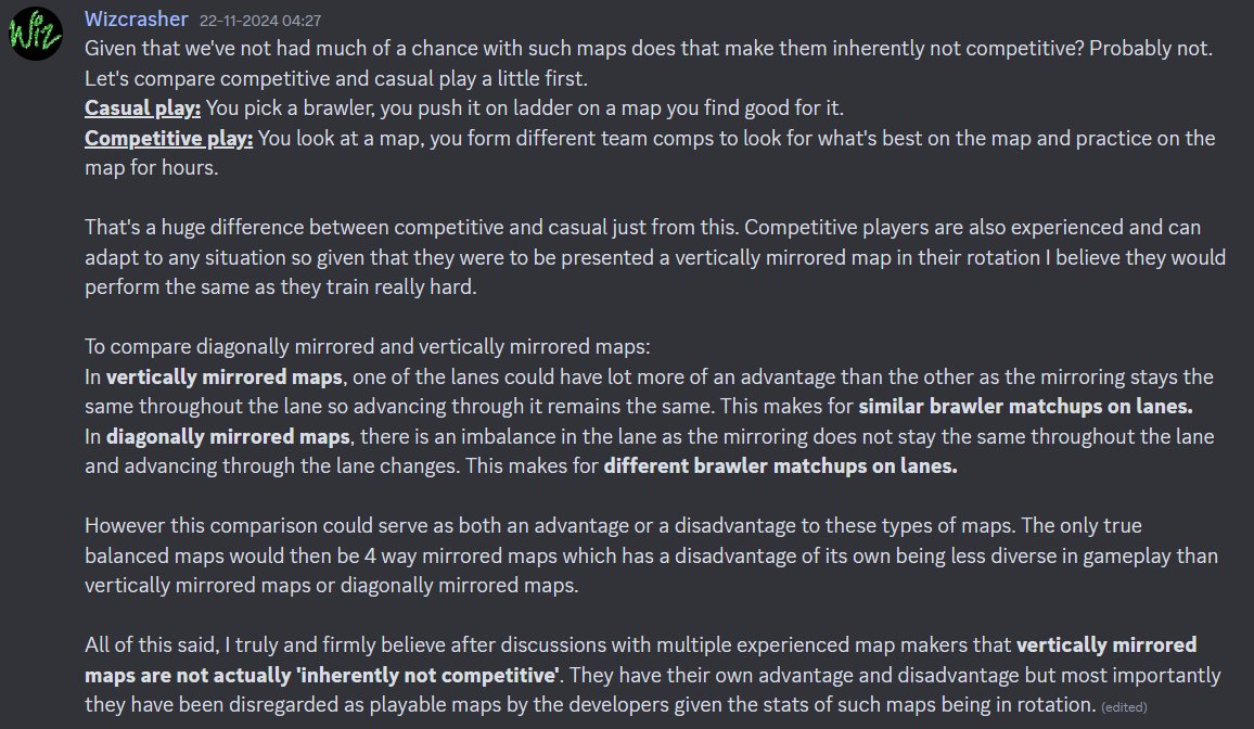 Wizcrasher's tweet photo. Hi @FTMKeienburg @Dani_Supercell @MarzioBaca 
Recently, I was made aware of an announcement regarding vertically mirrored maps in the brawlcraft community. Below I've attached an argument and a request in favor of vertically mirrored maps.

[1/2] https://t.co/vX7CLGj8fR