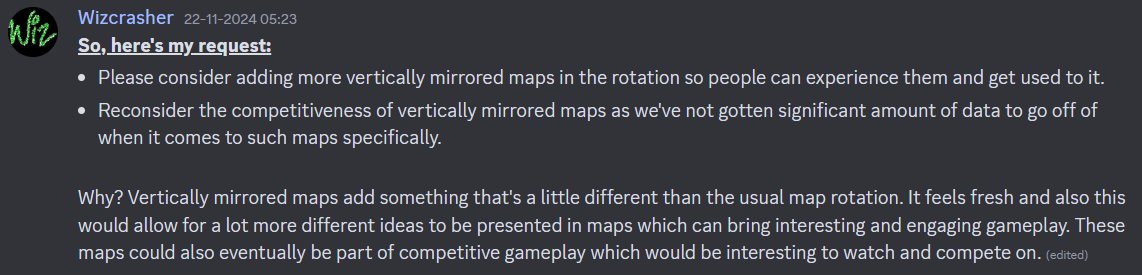 Wizcrasher's tweet photo. Hi @FTMKeienburg @Dani_Supercell @MarzioBaca 
Recently, I was made aware of an announcement regarding vertically mirrored maps in the brawlcraft community. Below I've attached an argument and a request in favor of vertically mirrored maps.

[1/2] https://t.co/vX7CLGj8fR