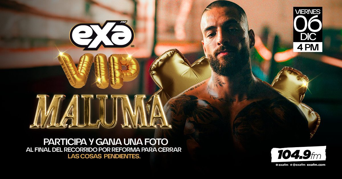 ExaFM's tweet photo. ¡#ExaVIP tiene una gran experiencia para ti 🔥🔥🔥! Traemos una dinámica única para todos los fans que tienen cosas pendientes con #Maluma 😎💥 Participa en #LaRuleta de la música con #JessieEnExa
☎️ 55 51663849 / 55 51663850
📲 55 79195930 https://t.co/pJuEfEnRch
