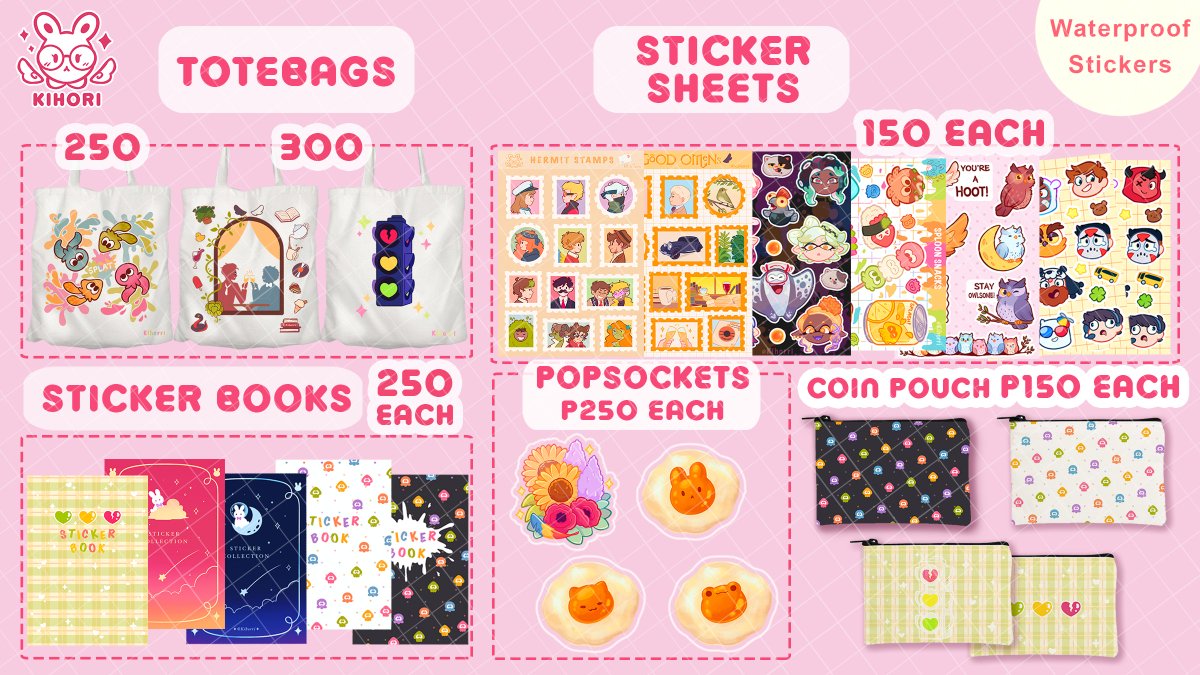 Kihorri's tweet photo. I got SO MANY NEW button pins
Plus new sticker book designs and coin pouches!
#paskomiket2024 #komiket https://t.co/Y634NEYSUt