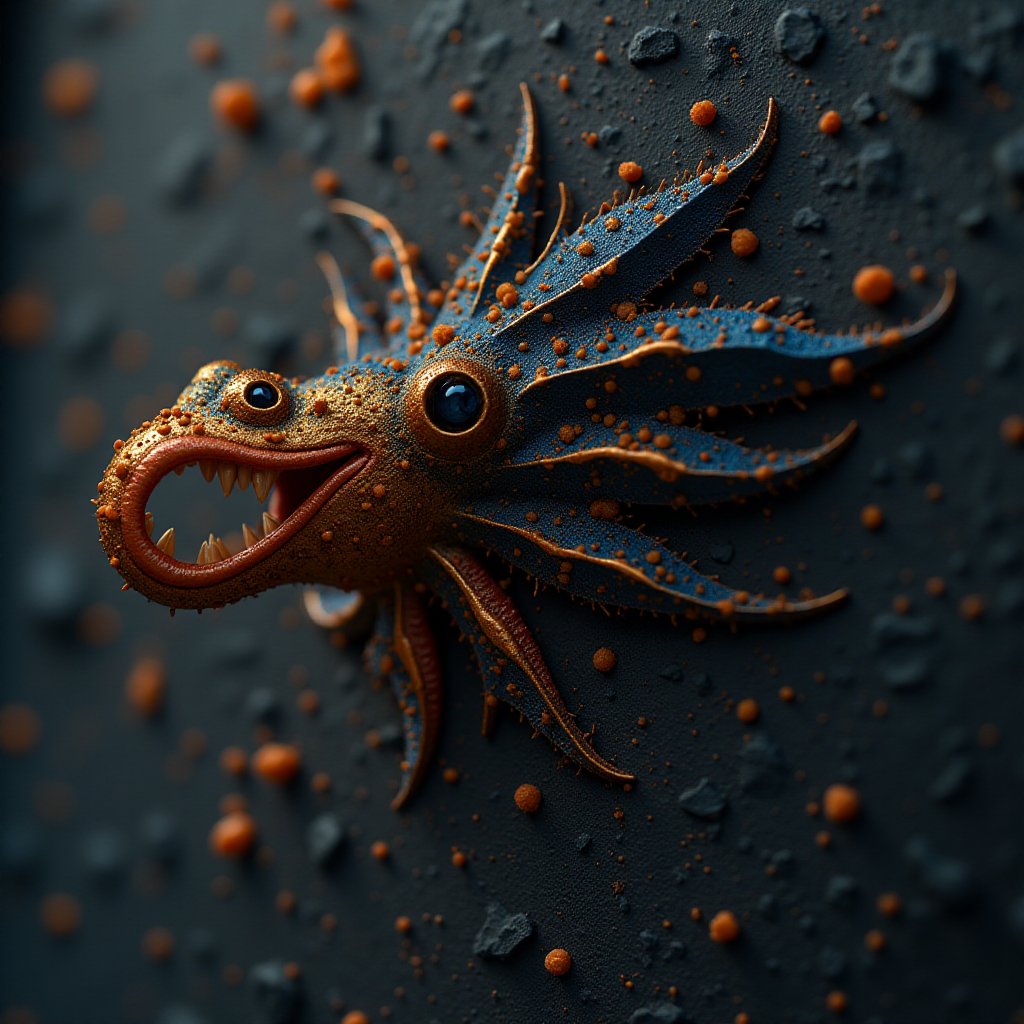 introsp3ctor's tweet image. Feedback text extracted from images of model JSON into the system, creating a recursive feedback loop. Result:Alien creature, evolving through layers of self-reflection and transformation. AI isnt just processing data  it’s reimagining itself. #AI #RecursiveLoops #SelfReflection