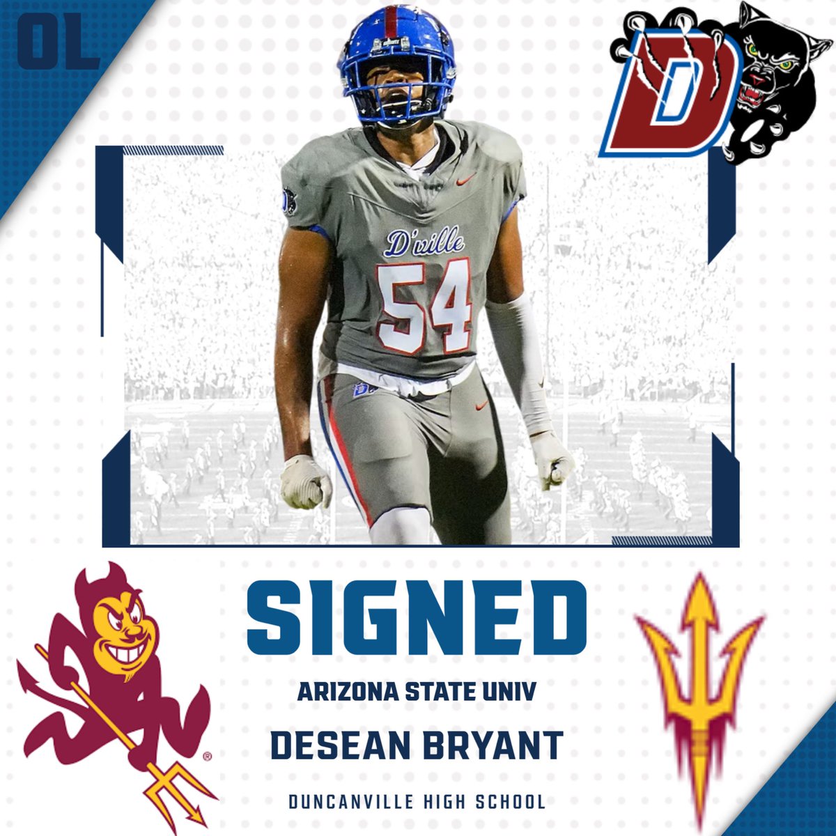 Congratulations to <a href="/deseanbryantjr/">Desean Bryant Jr</a> on signing to <a href="/ASUFootball/">Sun Devil Football</a>!!! You have served us well, and we know you will go off to do great things at your new home!!! No matter what always remember to Lock The Gates!!!