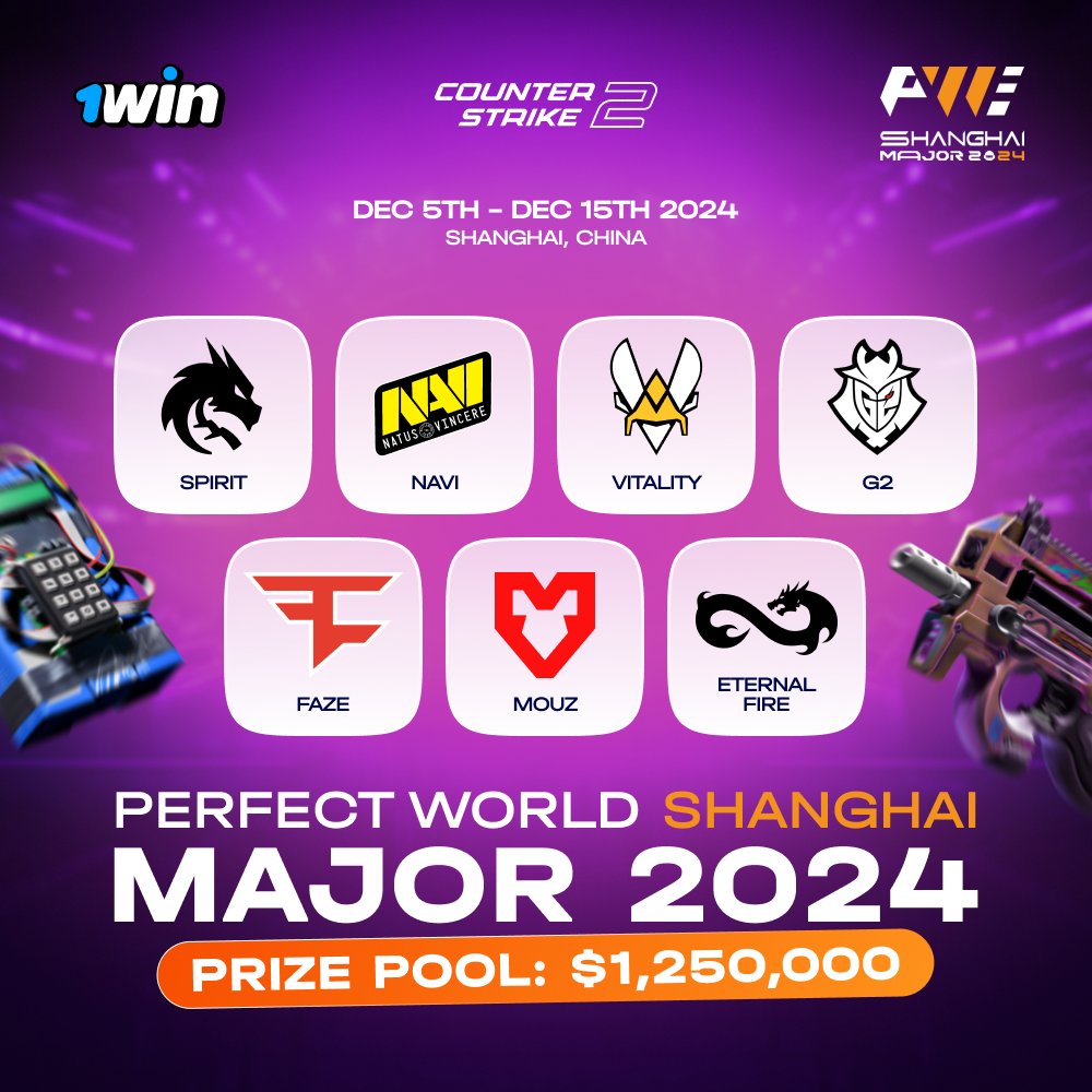 1winPro's tweet photo. π€Fans of Cybersports!
Perfect World Shanghai Major 2024 starts!
π¨π³In the following 10 days, 16 top teams will compete for the title of "best in the world" and a half-million dollar prize.
BET. WIN. ENJOY.
#1win | #PWMajor | #CS2 | #ShanghaiMajor https://t.co/yt4JcCsaOs