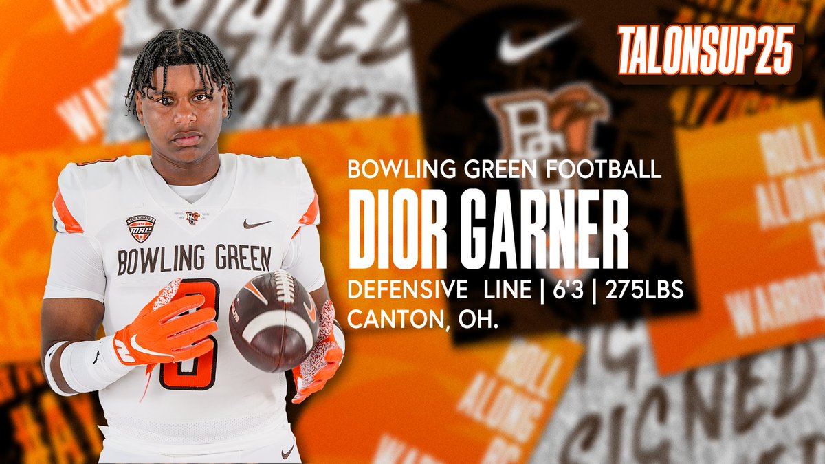 BG_Football's tweet photo. The Canton McKinley to Bowling Green pipeline runs strong! A first-team All-Ohio selection, Dior will look to leave a legacy as a Falcon! Welcome home!

📝: https://t.co/skP856ju6u

#AyZiggy x #TalonsUp25 x #NSD https://t.co/srceLVjF9q