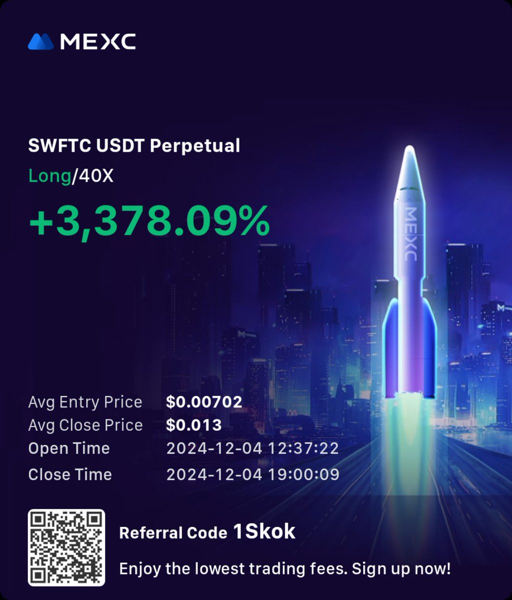 Encrypt_Space's tweet image. Just bagged a massive 3378% profit on a long position in $SWFTC! Huge thanks to @bbible2 for the spot-on call!