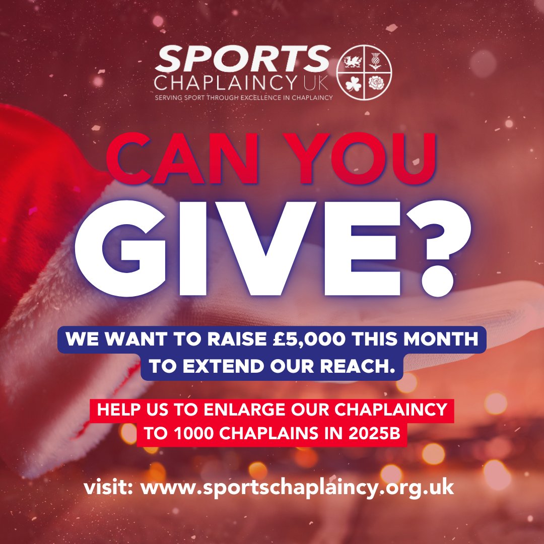 This Christmas, can you help us reach more lives? In 2025 we want to have 1,000 chaplains across the world of sport, providing a solution to the mental health crisis and offering a place where people can safely find hope and love? Please donate on our website!