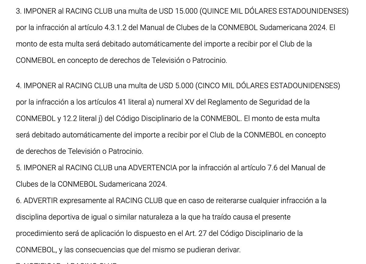 okdobleamarilla's tweet photo. 🚨 #ALERTA | ❌ CONMEBOL sancionó a #Racing 🇦🇷 tras el recibimiento ante #Corinthians 🇧🇷 

📌 La Academia deberá jugar el primer partido de la Libertadores 2025 🏆 a PUERTAS CERRADAS.

📌 Además, deberá abonar una multa económica de U$D 100.000 por el uso de pirotecnia y U$D 45.000 por infracciones al código disciplinario