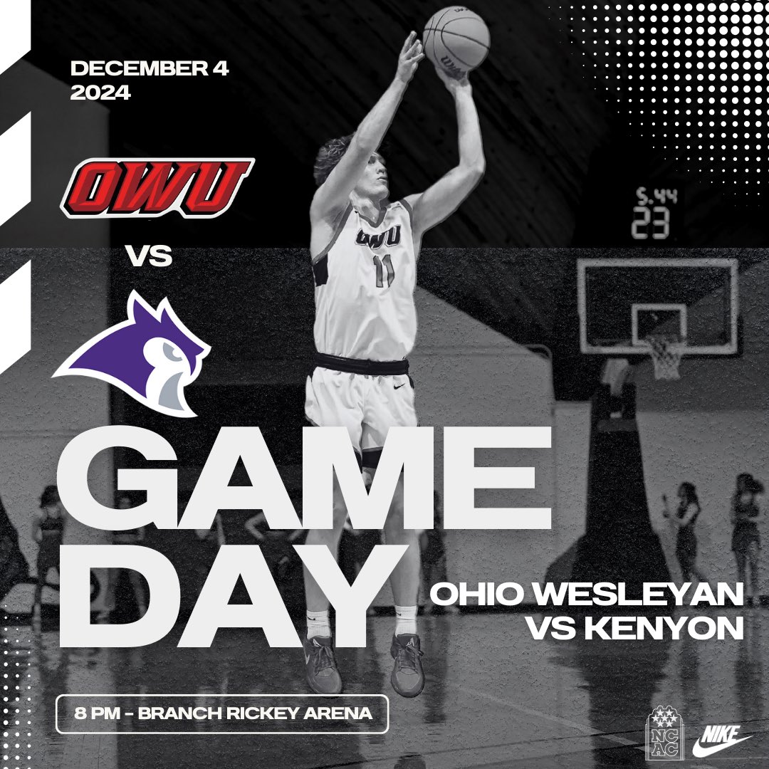 OWU Men’s Basketball (@owuhoops) on Twitter photo Last chance to see your Bishops at home before the break! Doubleheader with <a href="/OWU_WBB/">Ohio Wesleyan WBB</a>
⏱️ 8 PM vs. Kenyon
📍 Branch Rickey Arena
🖥️ northcoastnetwork.com/ohiowesleyan/
📈 battlingbishops.com/sidearmstats/m… Last chance to see your Bishops at home before the break! Doubleheader with <a href="/OWU_WBB/">Ohio Wesleyan WBB</a>
⏱️ 8 PM vs. Kenyon
📍 Branch Rickey Arena
🖥️ northcoastnetwork.com/ohiowesleyan/
📈 battlingbishops.com/sidearmstats/m…