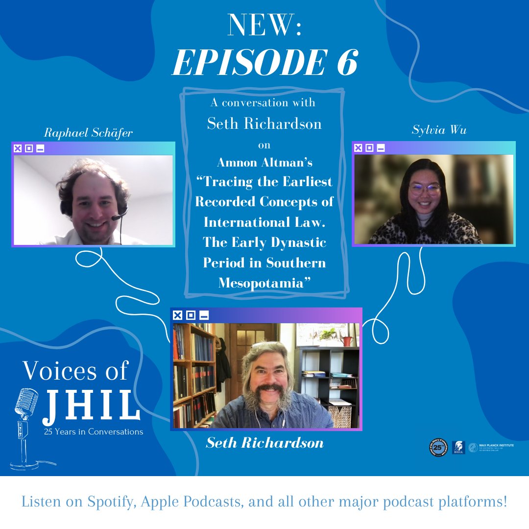 JHIL_RHDI | @jhil-rhdi.bsky.social (@jhil_rhdi) on Twitter photo #ComingSoon🚨: In ep. 6 of the Voices of JHIL #podcast we are going far back in the history of int’l law! Together w/ Seth Richardson (<a href="/ISAC_UChicago/">Institute for the Study of Ancient Cultures</a>) we discuss Amnon Altman's 2004 article on early concepts of int’l law in southern Mesopotamia. <a href="/MPILheidelberg/">MPIL Heidelberg</a> <a href="/Brill_History/">Brill History</a> #ComingSoon🚨: In ep. 6 of the Voices of JHIL #podcast we are going far back in the history of int’l law! Together w/ Seth Richardson (<a href="/ISAC_UChicago/">Institute for the Study of Ancient Cultures</a>) we discuss Amnon Altman's 2004 article on early concepts of int’l law in southern Mesopotamia. <a href="/MPILheidelberg/">MPIL Heidelberg</a> <a href="/Brill_History/">Brill History</a>
