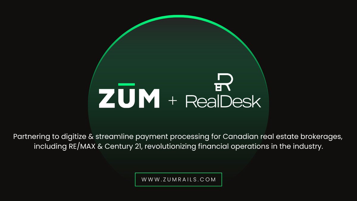 zumrails's tweet image. 🏡 Zūm Rails + RealDesk.AI are digitizing payments for @remax , @CENTURY21 &amp;amp; more! 

Streamline real estate payments with cutting-edge tech.

Learn more: einpresswire.com/article/765899…
#RealEstateTech #TechInnovation #payments