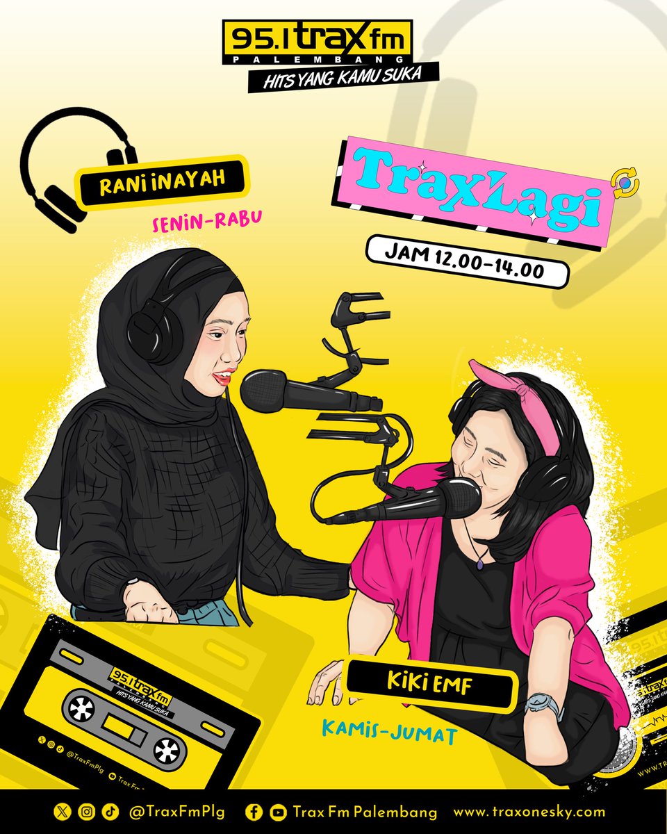 Sambil kerja atau cari makan siang, kuy dengerin Trax 95.1 FM, ditemenin sama Rani Inayah &amp; Kiki Emf di #TraxLagi Senin - Jum'at jam 12 - 2 siang, mau request lagu, mau kirim2 salam atau report aktifitas juga boleh dong.