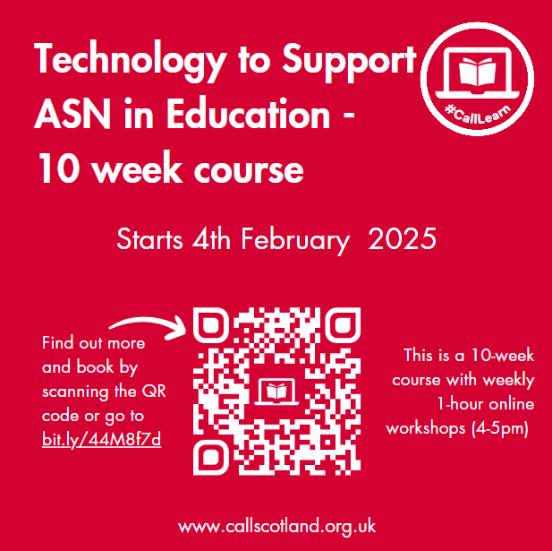 Are you an educator who would like to increase their knowledge on how technology can support learners with ASN? 

Over this course we will highlight and explore a range of specialised and built in assistive technologies.

Register at bit.ly/ASN10wk

#CallLearn