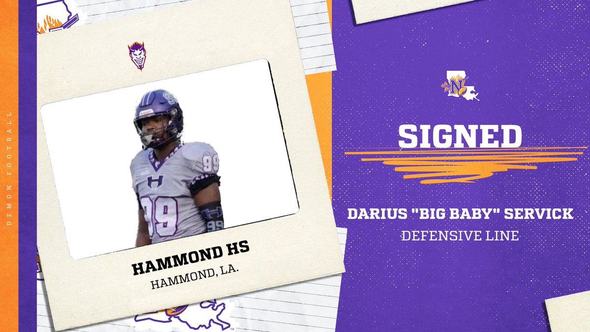 NSU Football (@nsudemonsfb) on Twitter photo Welcome to the Demon Family, Darius Servick!
<a href="/BigServick/">Big Baby Servick</a>
📍 Hammond, La.
🏫 Hammond HS
📏 6-2, 250
#ForkEm x #BlaineTrain x #NSD25 Welcome to the Demon Family, Darius Servick!
<a href="/BigServick/">Big Baby Servick</a>
📍 Hammond, La.
🏫 Hammond HS
📏 6-2, 250
#ForkEm x #BlaineTrain x #NSD25