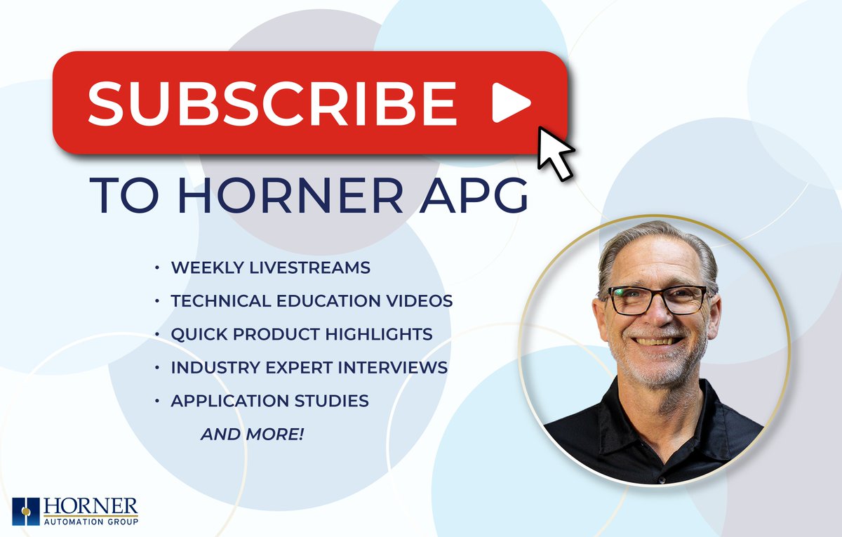 Want to stay on top of the latest in automation technology? #Subscribe to Horner on #YouTube for weekly livestreams, expert tutorials, product insights, and more to elevate your application!

Click below to visit our channel 👇 
lnkd.in/gWmw_XhU
#HornerAutomation