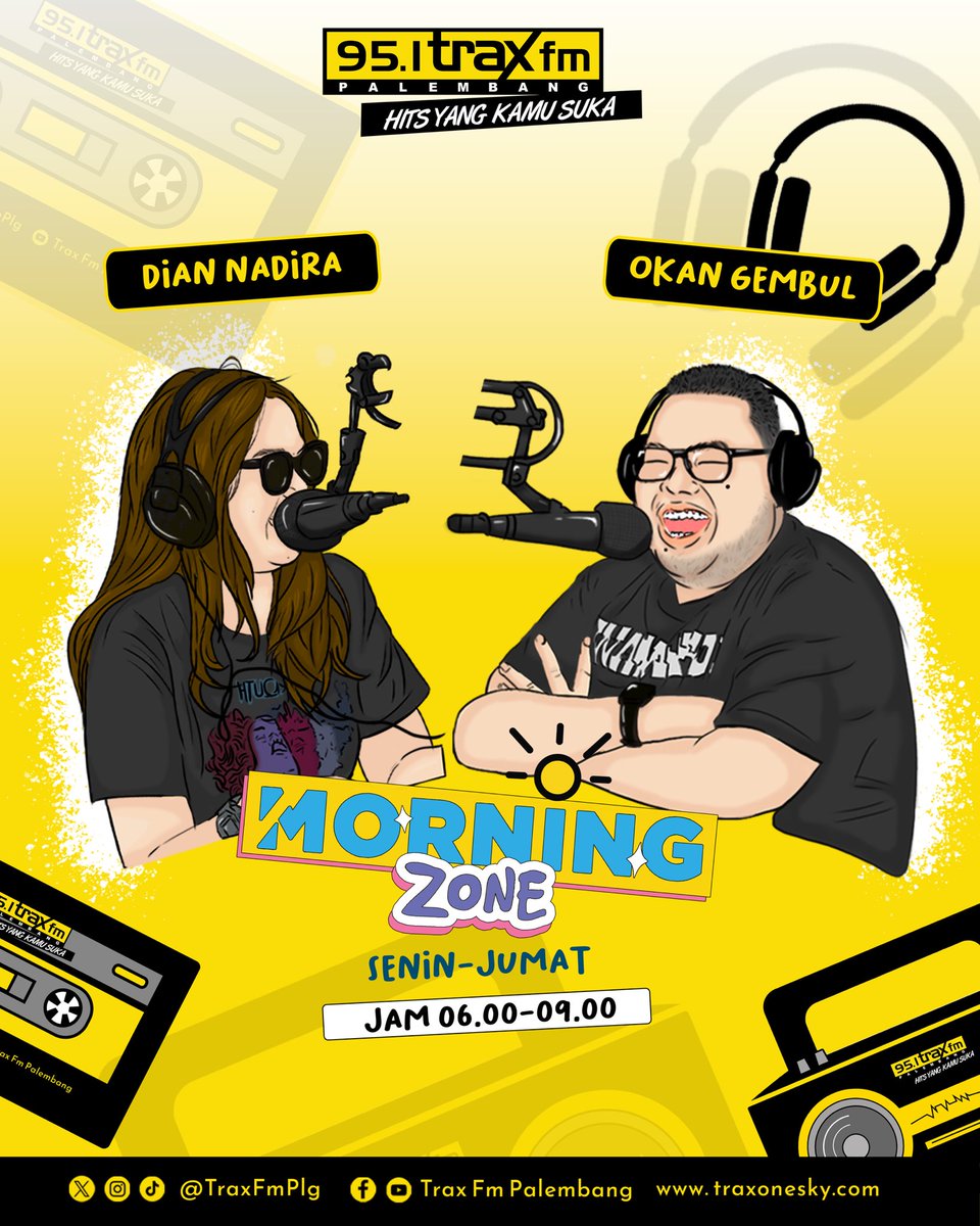 Sambil otw aktifitas di pagi hari, biar seru diperjalanannya kuy dengerin Trax 95.1 FM, ditemenin sama Dian Nadira &amp; Okan Gembul di #MorningZone Senin - Jum'at jam 6 - 9 pagi 🌞