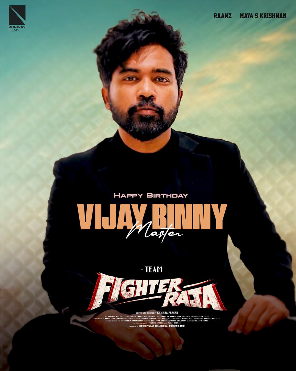 UrsVamsiShekar's tweet photo. Wishing our exhilarating dance master @vijaybinni4u a spectacular birthday πβ€οΈ
Can't wait for the audience to witness the gracious moves you composed for #FighterRaja πΊ
-- https://t.co/AI9V20eHQl
@raamzofficial @maya_skrishnan #KrishnaPrasad @tanikellabharni @smaran9 @dineshyadavb @runwayyfilms @UrsVamsiShekar