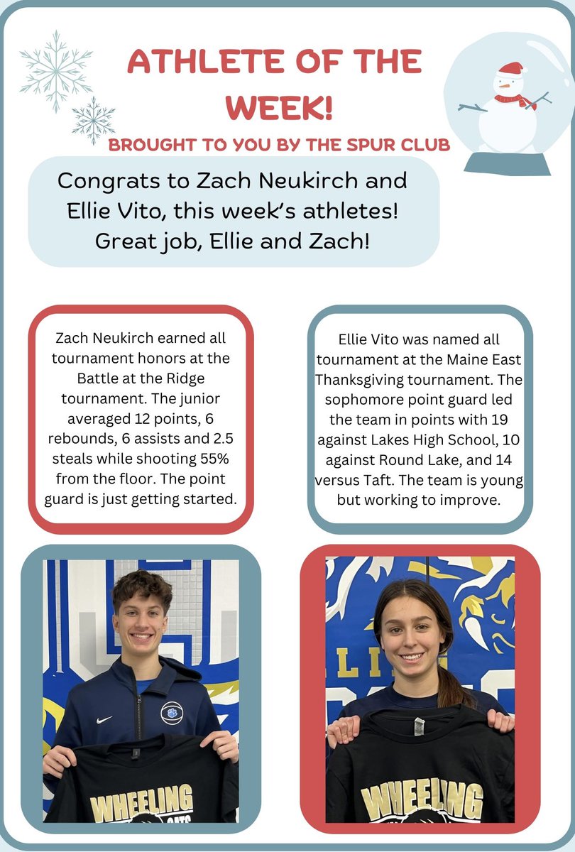 Congrats to Zach 🏀 and Ellie 🏀 on being selected as this week’s athletes of the week! 🐱 💙🏀💙🐱 Go Cats!