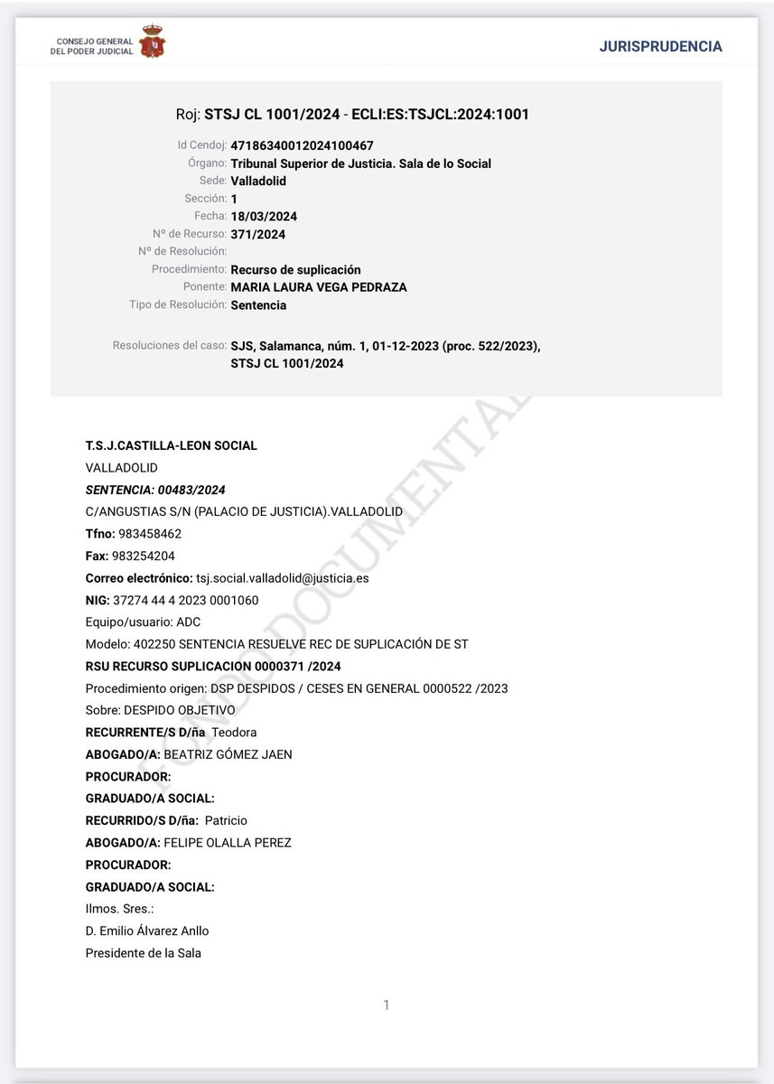 ⚖️STSJ de Valladolid de 18 de marzo de 2024

Despido nulo por no superar el período de prueba estando en situación de Incapacidad temporal

El despido fue una represalia por la situación de incapacidad temporal de la trabajadora

Enlace a la sentencia ⬇️

poderjudicial.es/search/conteni…