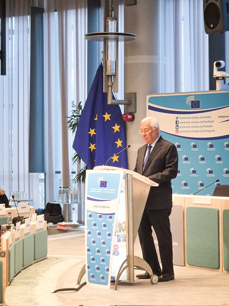 Antonio Costa, new President of the European Council, at the EESC plenary today to present the prios of the European Council, in short:
➡️ Single Market, mobility
➡️ Reduce regulatory burden
➡️ Increase productivity
➡️ Funding, MFF
➡️ Trade policy
➡️ Skills
➡️ Social partnerships