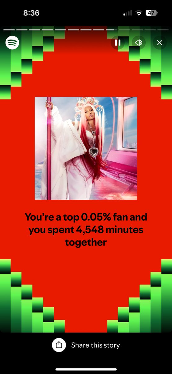 Foofwashere's tweet photo. I really streamed over 75 hours of  @NICKIMINAJ this year 🤣 #SpotifyWrapped #NickiMinaj https://t.co/OqUrvKtrwF