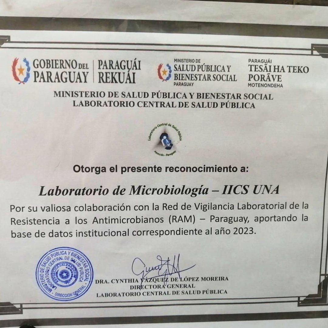 Reconocimiento al Laboratorio del Departamento de Microbiología del IICS-UNA

El Laboratorio Central de Salud Pública del <a href="/msaludpy/">Ministerio de Salud</a> destacó su valiosa colaboración en la Red de Vigilancia Laboratorial de la Resistencia a los Antimicrobianos.

La nota: iics.una.py/newiics/?p=8582