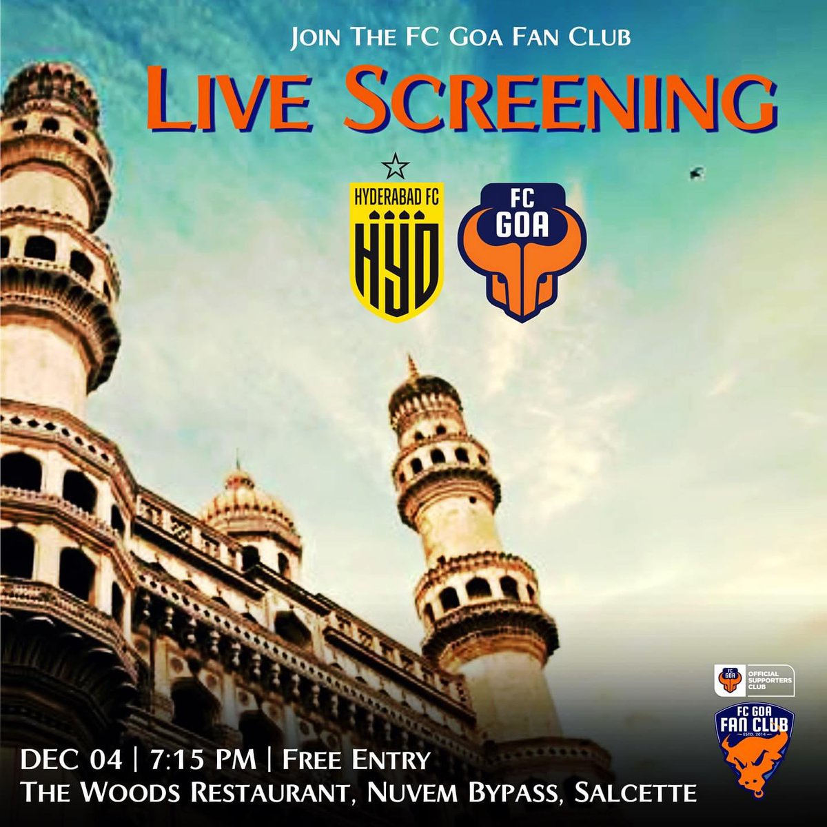 Let's Watch it Together 🔥🙌

Join us at the Woods Restaurant, Nuvem Bypass,Salcette 

#FCGoaFanClub #FCGoa #ForcaGoa #VamosGoa #VivaForcaGoa
