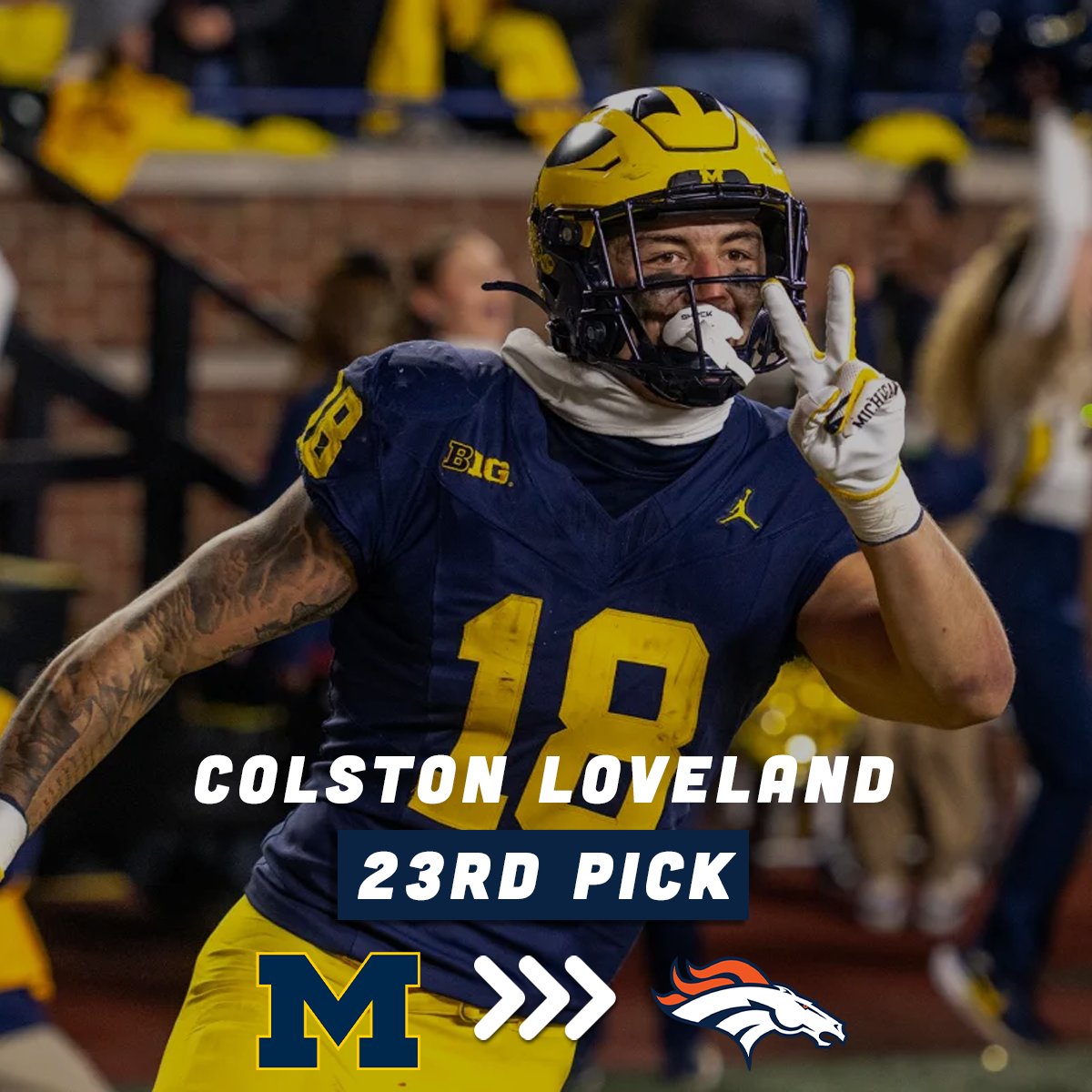 CBS' <a href="/EdwardsCBS/">Josh Edwards</a> has the Broncos taking Michigan TE Colston Loveland with the 23rd pick in his mock draft👀

Would you be happy with that?👇 #BroncosCountry