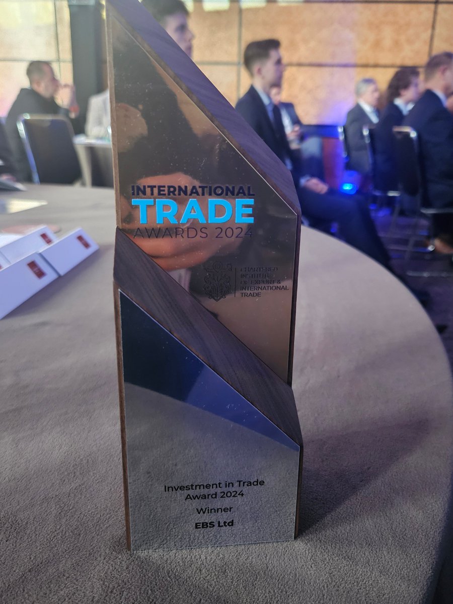 ebslimited's tweet photo. Exciting News from EBS ltd. ! 

We are thrilled to share that the EBS Team has been honoured with the prestigious Investment in Trade Award from @IOExport 
A huge thank you to the Institute and to our incredible Team for their unwavering dedication and passion. https://t.co/ChXJX7u9n0