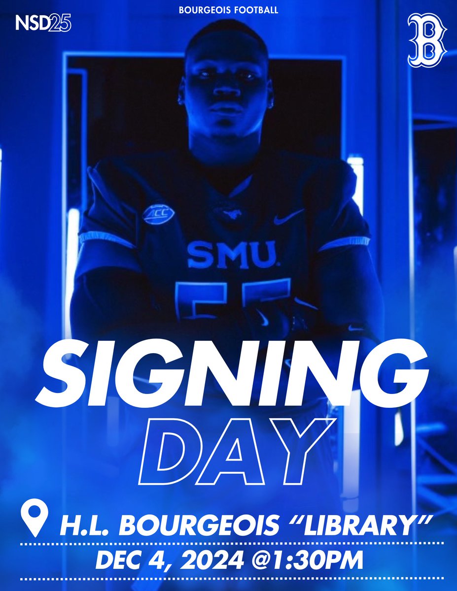 Join us today as <a href="/TyronWinslow/">Tyron Winslow</a> signs to <a href="/SMUFB/">SMU Football</a> 🔥 

Open to the public…

#BOURGEOISFB